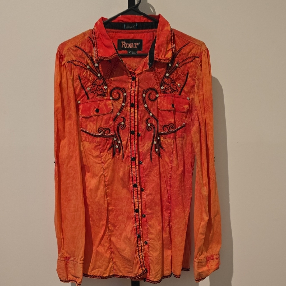 Rock Orange Embroidered Shirt